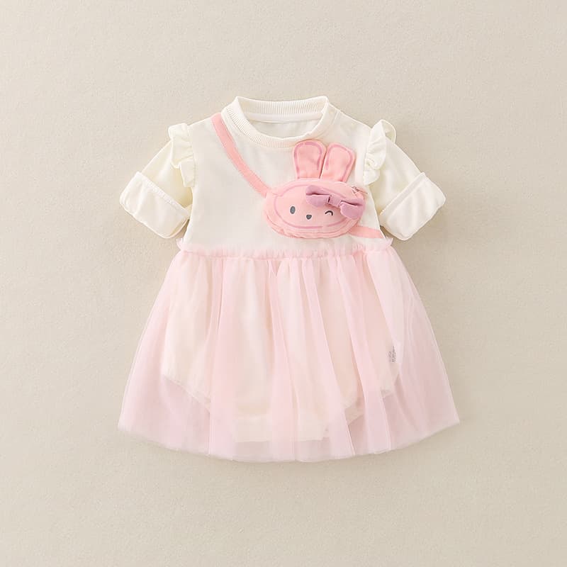 Baby Girl Dress Spring Outfit Children's Skirt Infant Romper Cute Long-Sleeve Spring and Autumn Outing Clothes Rabbit