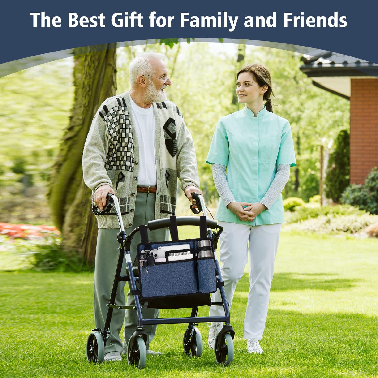 Walker Hanging Bag Oxford Cloth Durable Storage Bag Crack Pattern Stylish Wheelchair Side Organizer