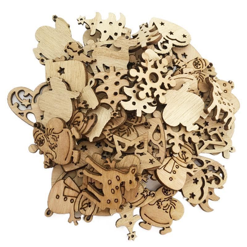 Best-selling Christmas Holiday Decoration in Europe and America, Eco-Friendly Natural Vintage Creative Cartoon Wooden Chips, Premium Quality, In Stock