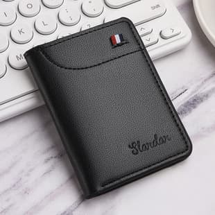 Ultra-thin Mini Wallet for Men, Short Vertical Style, Personality Money Clip, Korean Style Student Simple Soft Leather Wallet Trendy