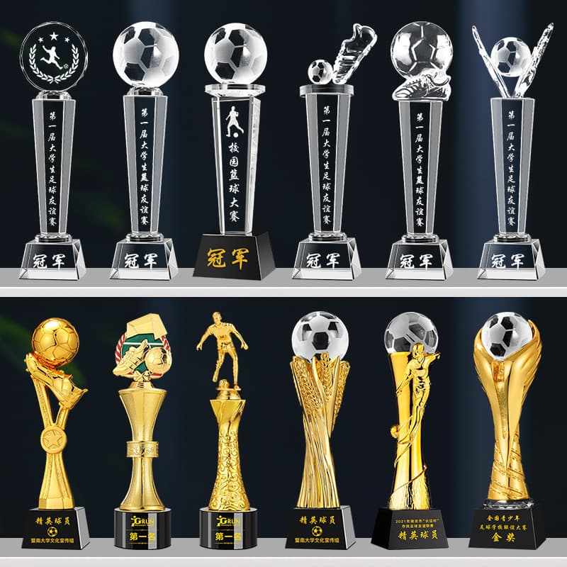 Football Crystal Trophy Creative Shooter Sports Competition World Cup Resin Medal Team Award Referee