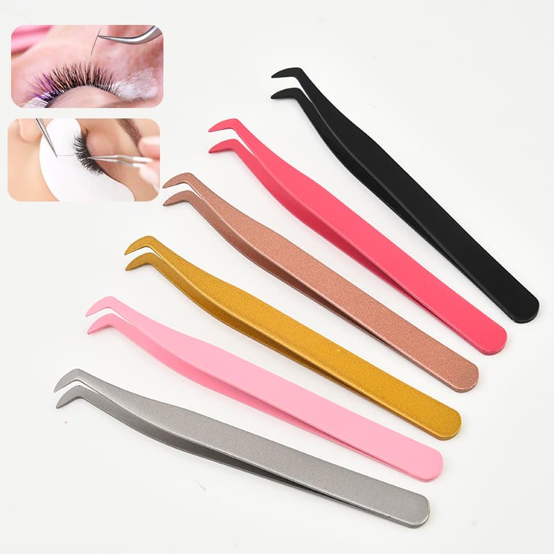 Stainless Steel Non-Stick Cross-border Eyelash Extension Tweezers Beauty Makeup Tool Blooming Gold Feather