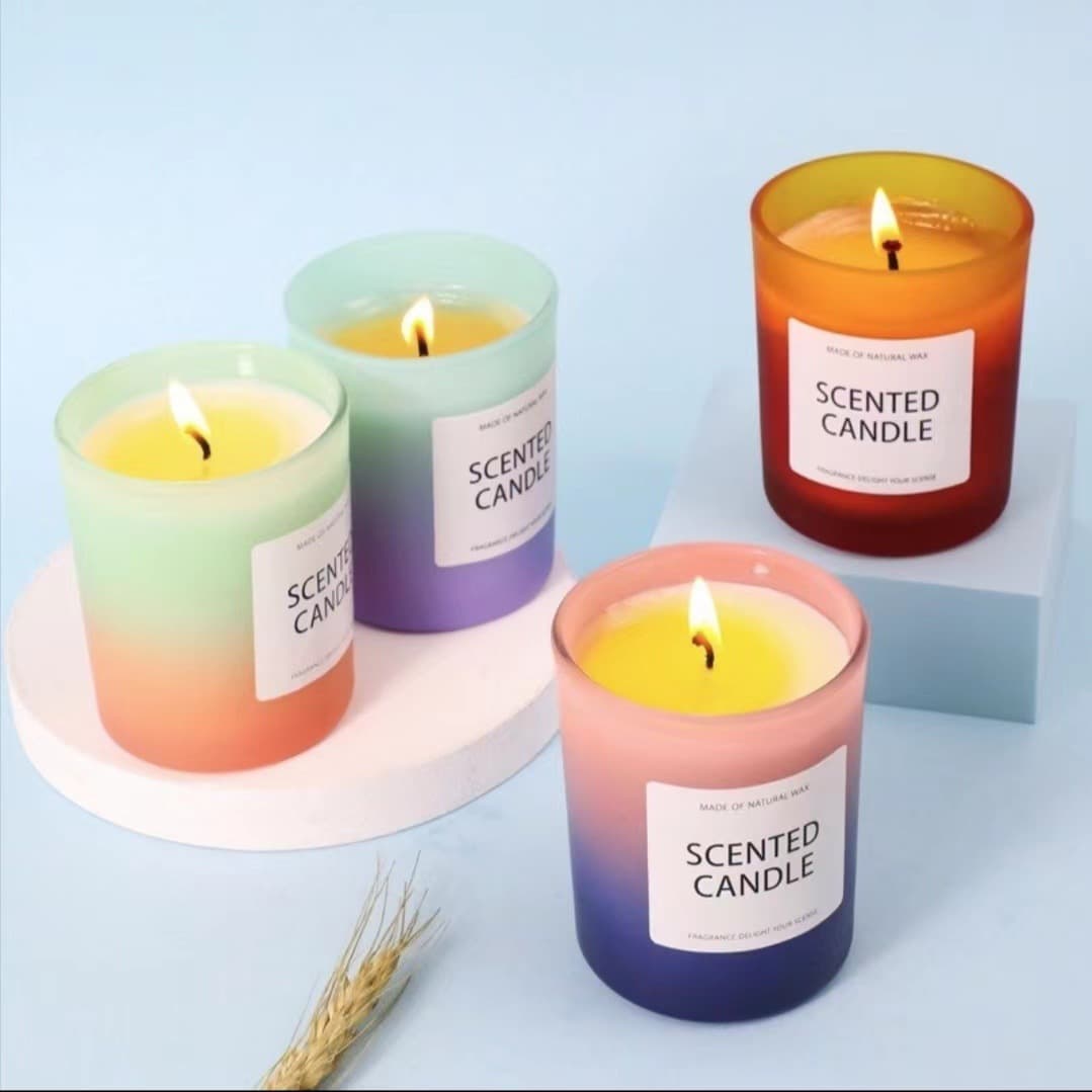 Candle Cup Colorful Glass Cup Frosted Aromatherapy Cup DIY Empty Bottle Candle Holder Jar Home Creative Color Candle Holder Wholesale
