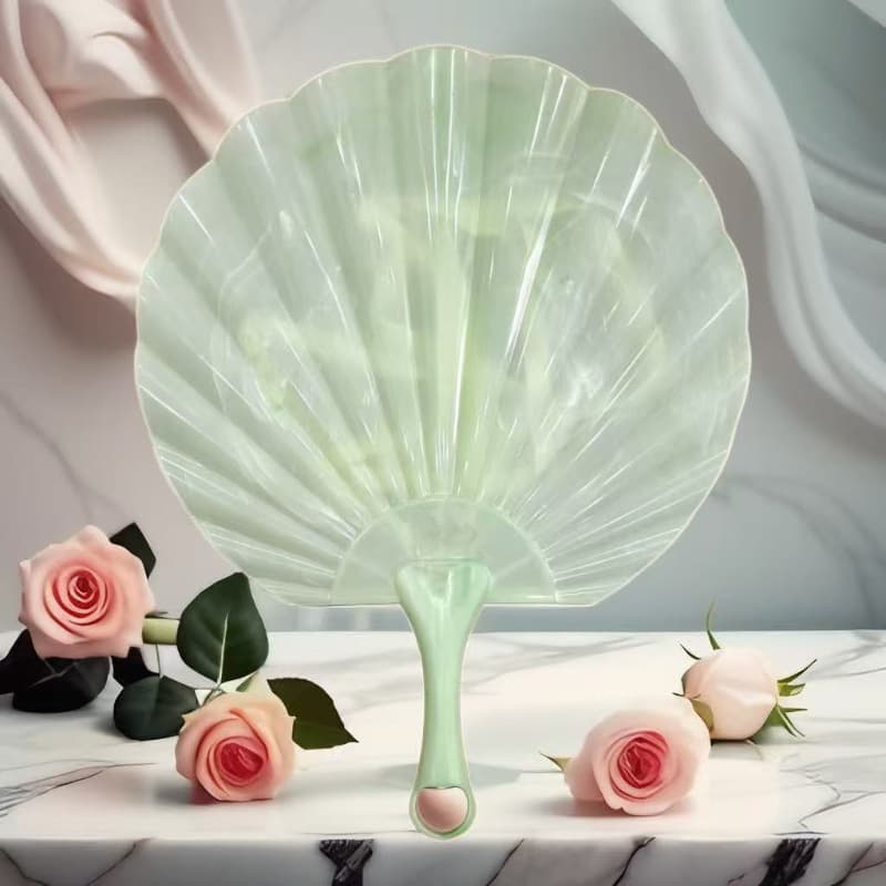 Chinese style new imitation jade shell fan, thickened, durable, super cool, ancient fan, portable high-end all-in-one fan