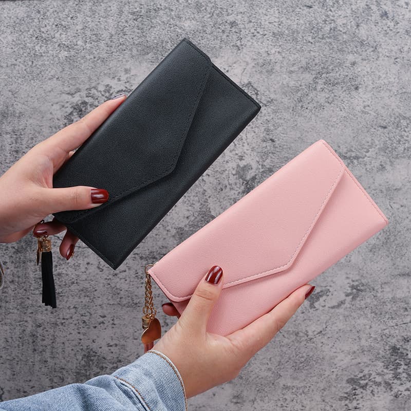2025 New Women's Long Wallet Simple Fashion Clutch Large Capacity Multi-Card Slot Fringe Soft Leather Card Holder