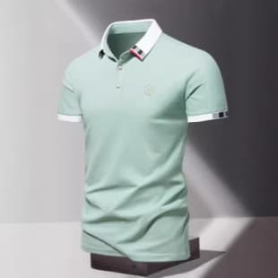 2025 Summer New Men's Short Sleeve T-Shirt Men's High-End Casual Turn-Down Collar Short Sleeve Polo Shirt Men's Short Sleeve Top