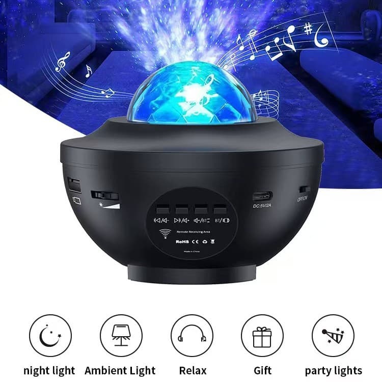 Water Ripple Projector Light, Aurora Projector Laser Light, Starry Sky Bluetooth Music Ambient Night Light, Galaxy Lamp