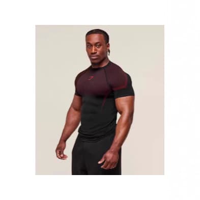 Amazon foreign trade men's short-sleeved GYM sports fitness running training clothes stretch fashion printed round neck T-shirt