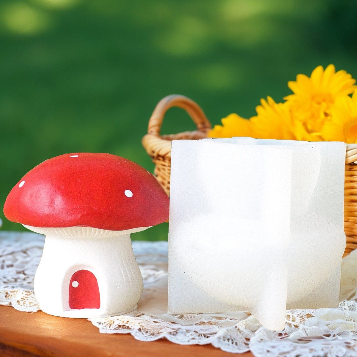 Mushroom House Plaster Candle Ornament Mushroom Cottage Silicone Mold DIY Chocolate Soap Silicone Mold