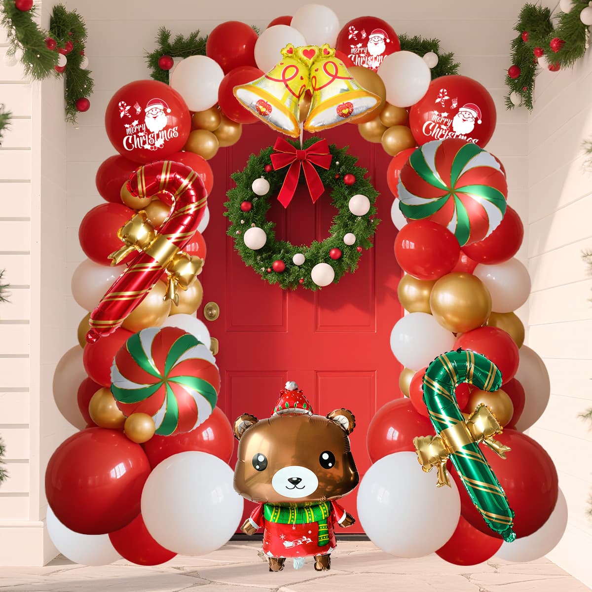 New Christmas Balloon Chain Arch Christmas Combination Set Holiday Party Decoration Supplies Latex Aluminum Film Wholesale