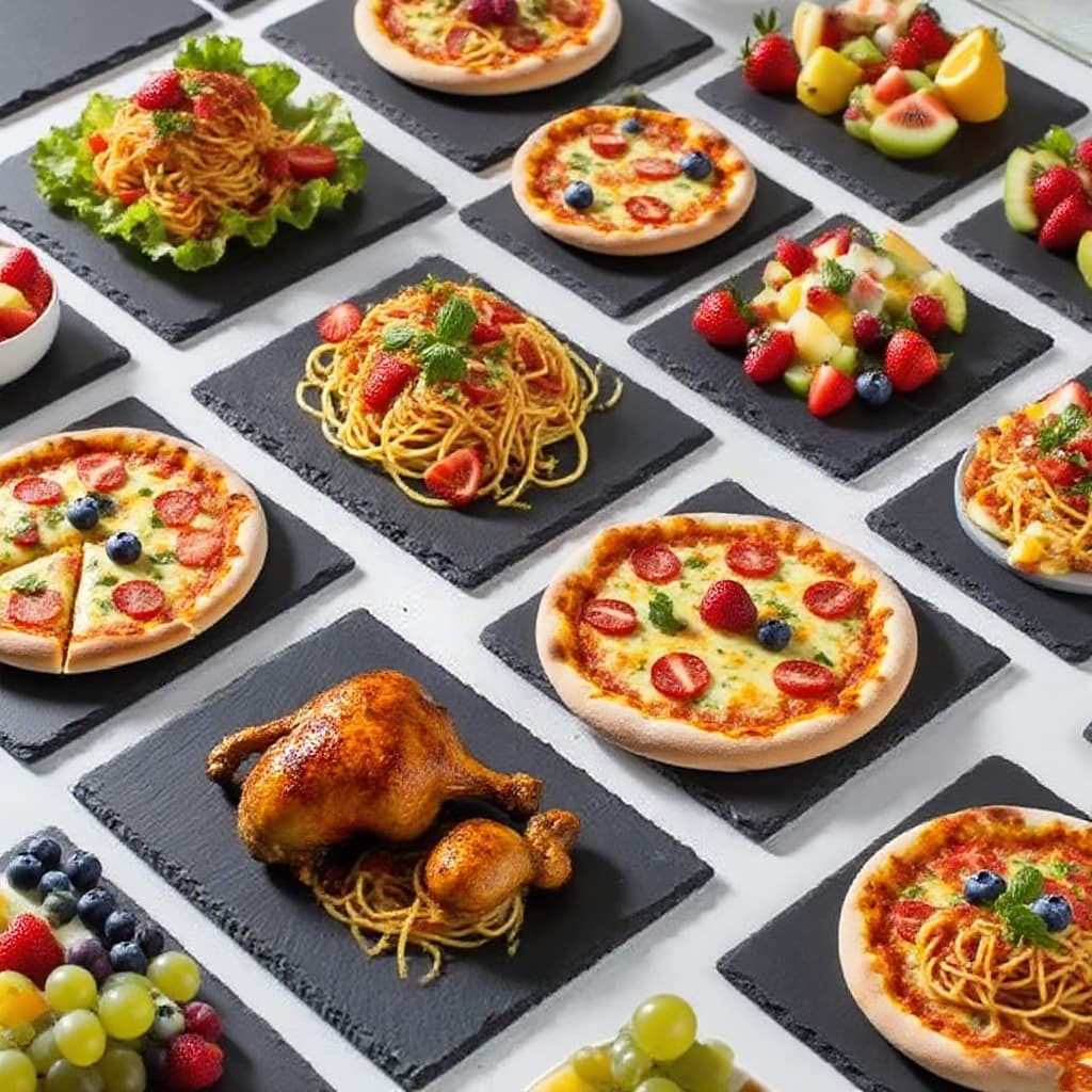 Manufacturer wholesale black slate plate mat creative Japanese sushi snack plate Western steak dinner plate slate dinner plate