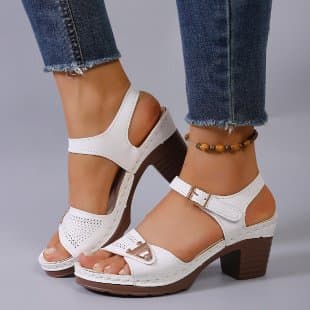 Casual Woven Roman High Heel Sandals for Women, Chunky Heel, Commuter Style, New Summer Fashion, Beach Vacation