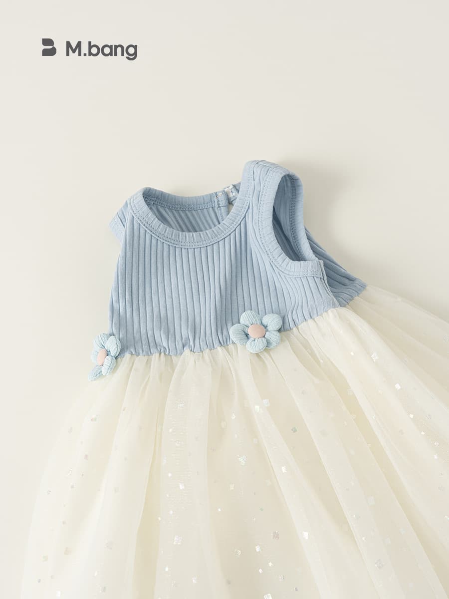 Bangxuan Children's Tulle Skirt New Sequin Dress Girls Summer Sleeveless Dress Baby Girl Dress
