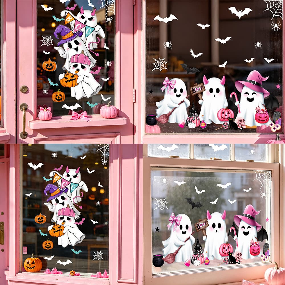 Playful Ghost Halloween Party Decoration Static Cling Window Film Glass Sticker Wholesale