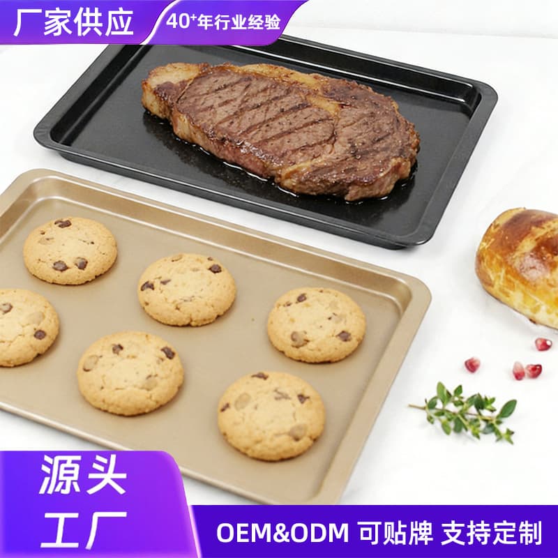 14.5-inch Carbon Steel Non-Stick Coating Rectangular BBQ Pan Oven Tray Cookie Baking Sheet for Home Use