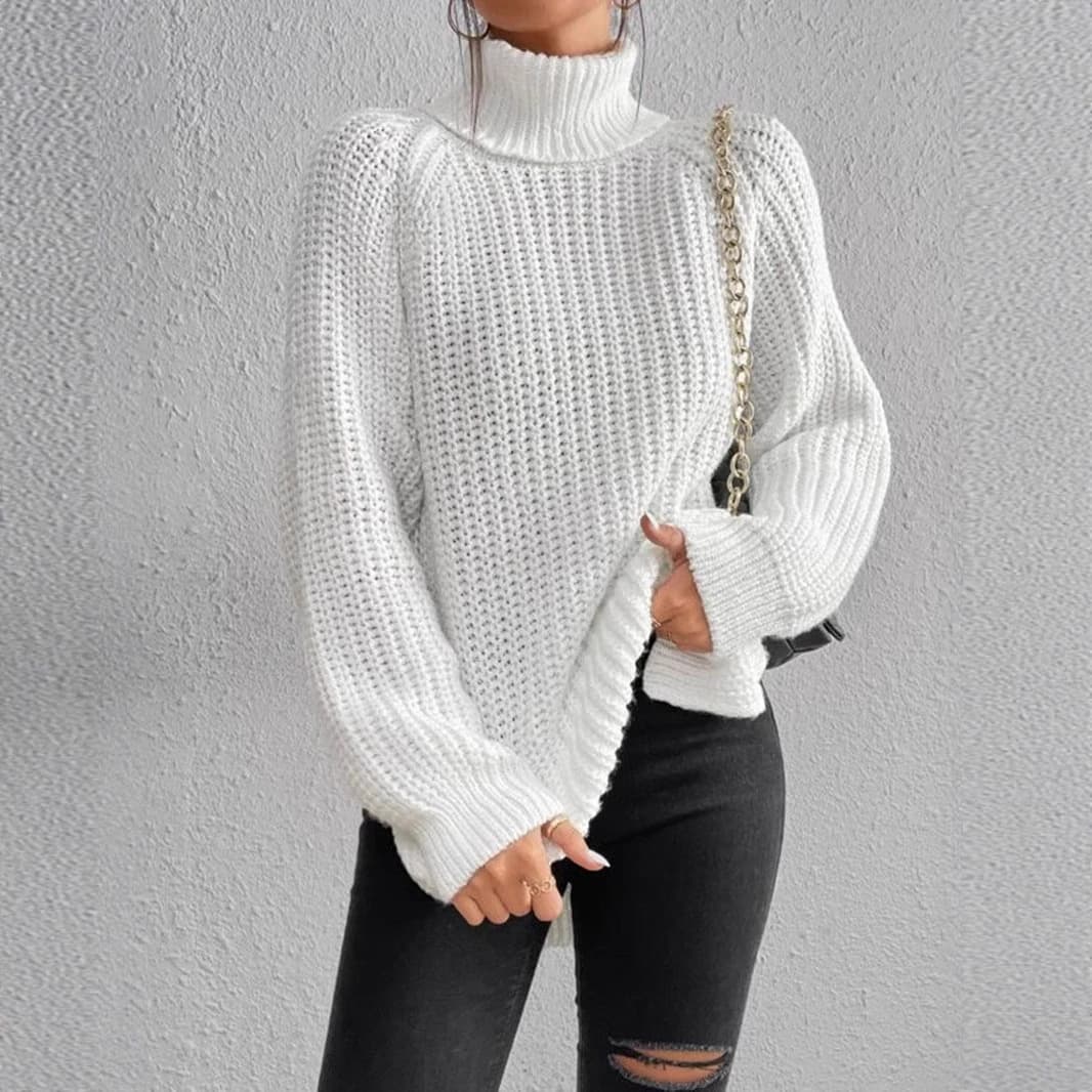 Cross-border New Wish High-neck Knit Sweater Mid-length Cardigan Soft Comfortable French Women's Sweater Dress