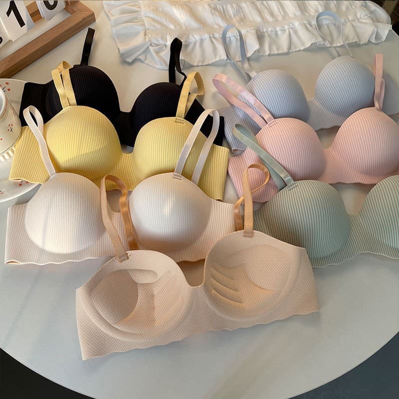 Solid Color Simple Women's Bra Push Up Enhances Small Bust Seamless Wirefree Lifting Shapewear Bra Cocktail