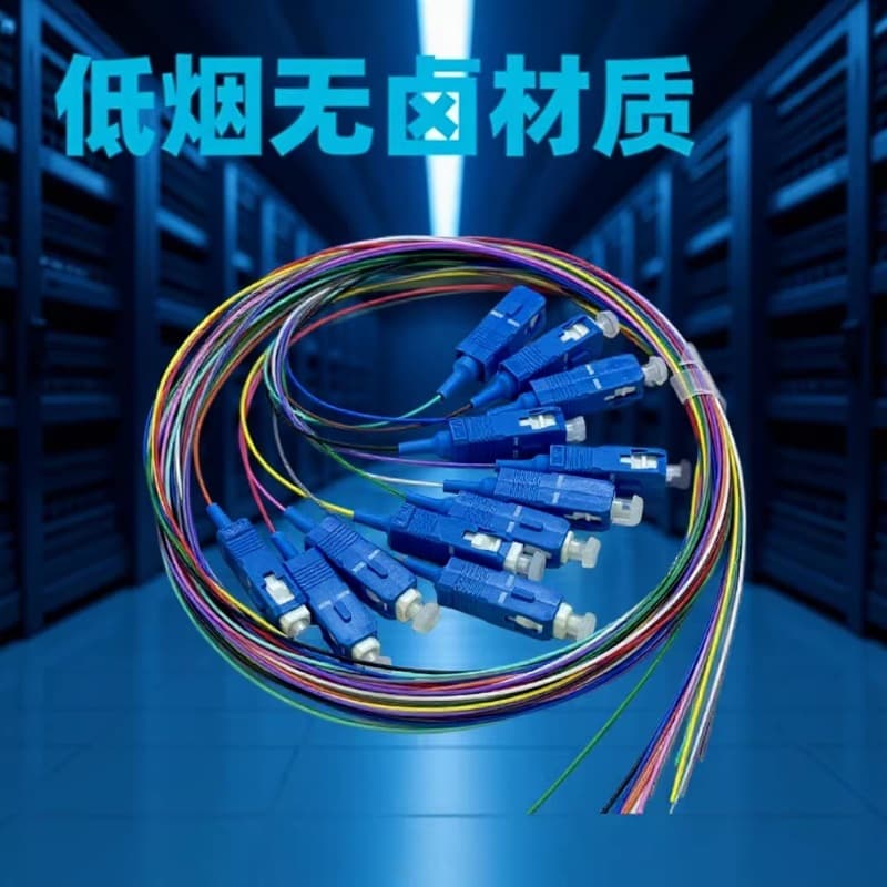 Optical fiber pigtail 12-core square head round head small square bundle tail SC/LC/FC fiber optic cable round head low smoke halogen-free material