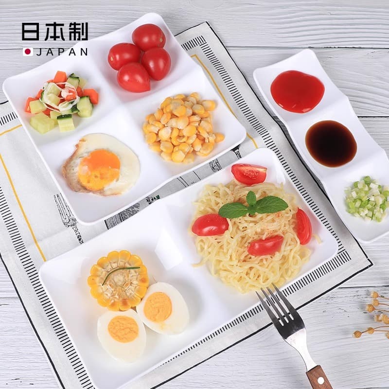 Japanese Import NAKAYA Hot Pot Dipping Sauce Dishes, Imitation Enamel Plastic Plates for Home Snack and Platter Use
