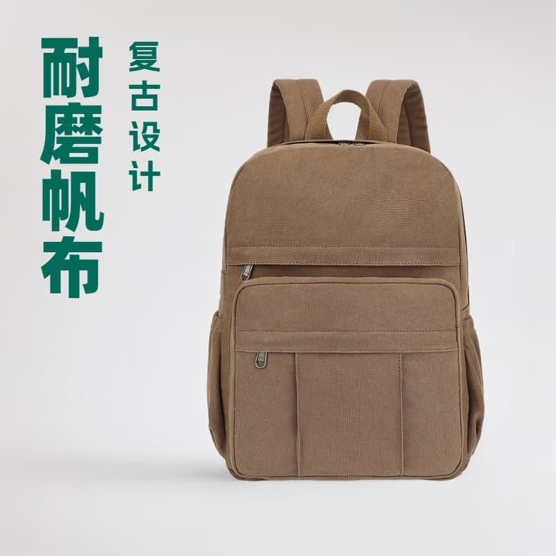 Backpack for Men and Women Retro Large Capacity Minimalist High School Student Schoolbag Korean Style Fashion Trendy Campus Canvas Backpack