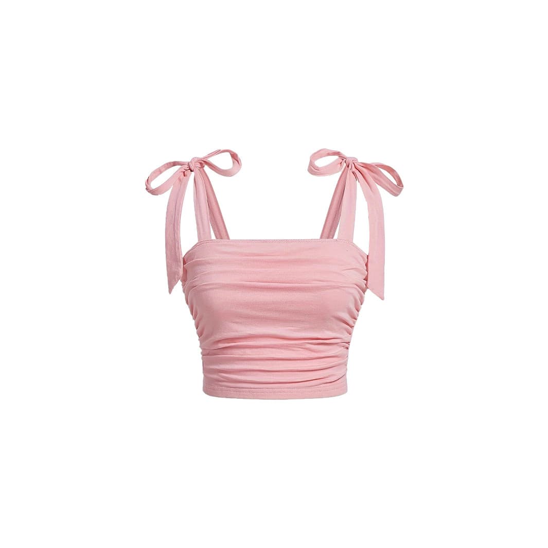 2025 New Style Sexy Sweetheart Square Neck Sleeveless Camisole Top with Bow Tie