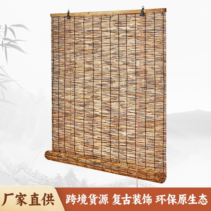 Reed and Bamboo Curtain for Decoration, Ceiling/Wall Decor in Tea Rooms and Restaurants, Blackout Lift Curtain with Bamboo Weaving