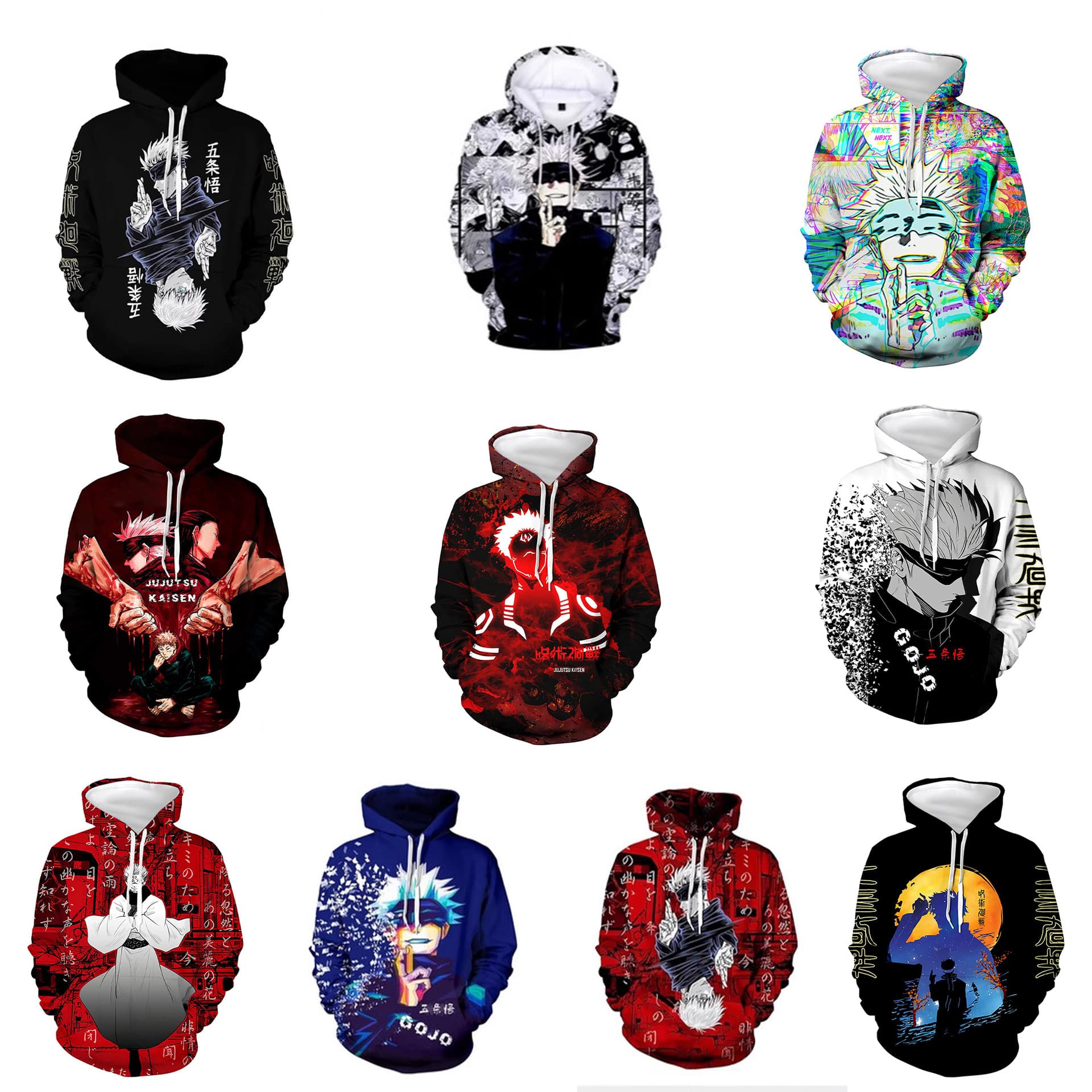 2025 European and American Cross-Border Zshz Pullover Gojo Satoru 3D Printed Hooded Sweatshirt Cosplay Jacket