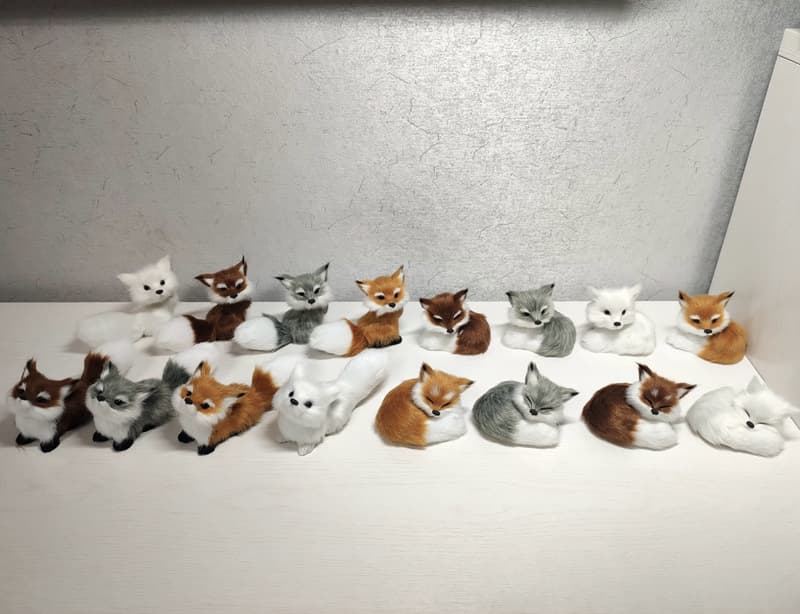 Tianya Chengmei Realistic Fox Model, Crouching Fox Art Home Display Gift, Nine-tailed Fox