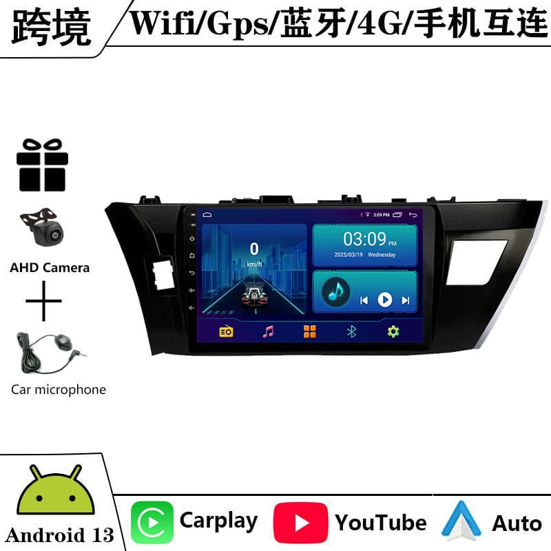 Android Large Screen Navigation GPS Bluetooth Reverse Camera Carplay for 2014-2016 Toyota Corolla
