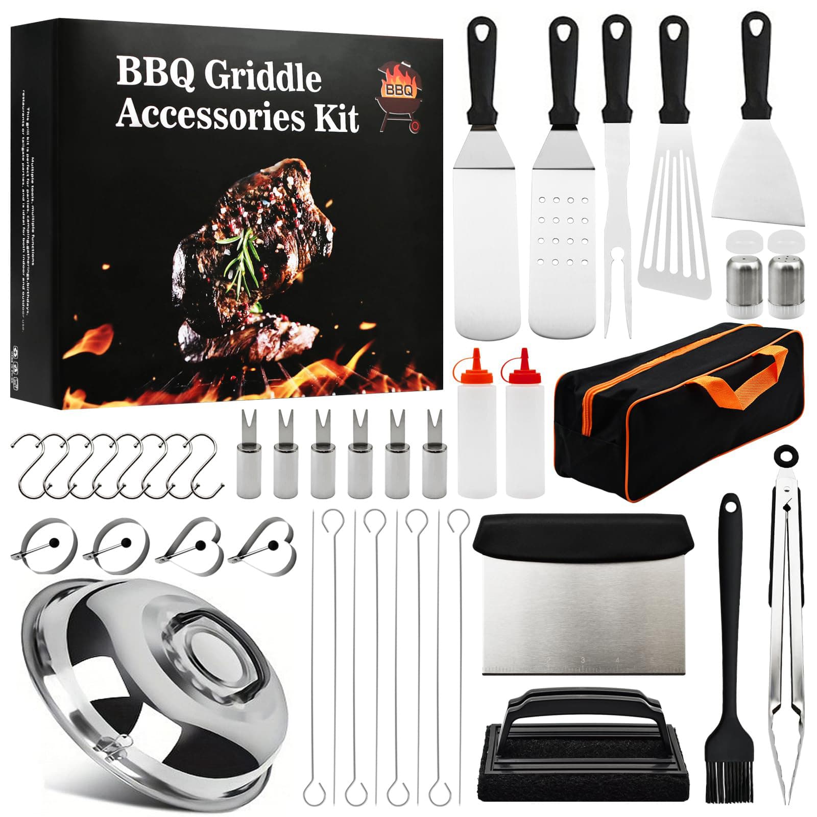 BBQ In Stock Stainless Steel BBQ Tool Set Cooking Spatula Pan Spatula Combination Multi-Function Grill Utensils