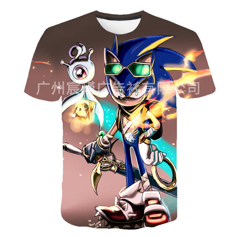2026 European and American Amazon hot selling Sonic printed foreign trade T-shirt 3D digital printing short-sleeved custom made for men and women