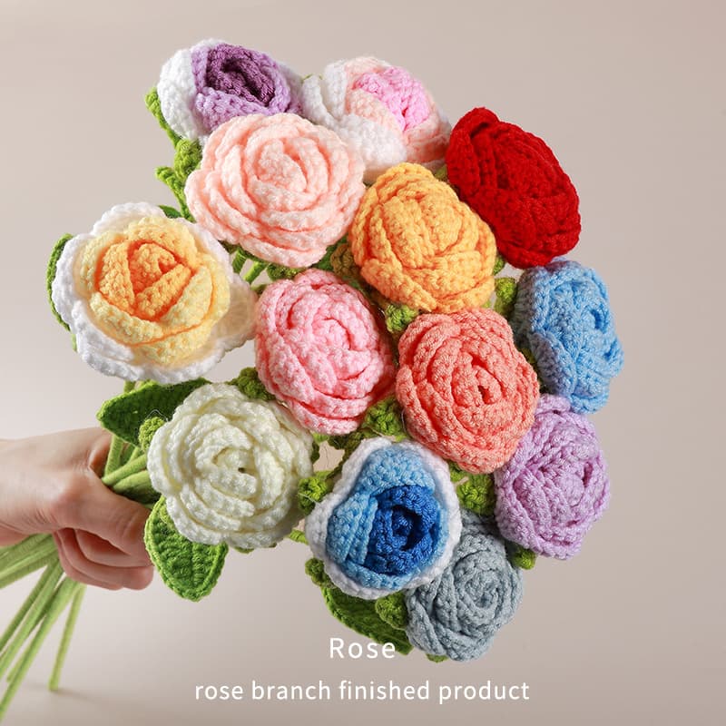 Handmade Knitted Simulation Flowers Diy Wool Yarn Knitted Self-made Crochet Bouquet Office Culture/simulation Flowers/simulation