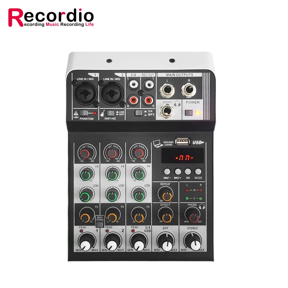 GAX-MF4 Mini 4-Channel Mixer with Reverb, Bluetooth USB MP3 Audio Mixer for Home and Stage Use