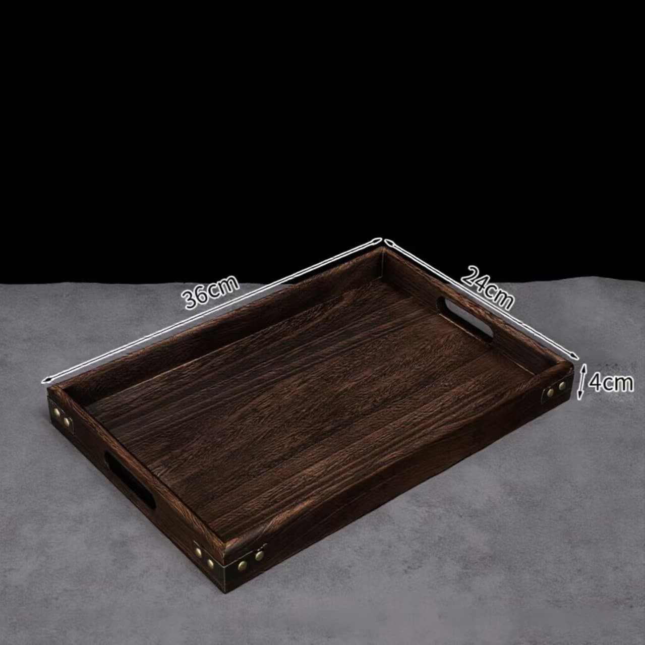 Charred Paulownia Wood Tea Tray, Japanese-Style Rectangular Home Tea Set Tray, Light Luxury Solid Wood Tea Snack Plate Storage Display