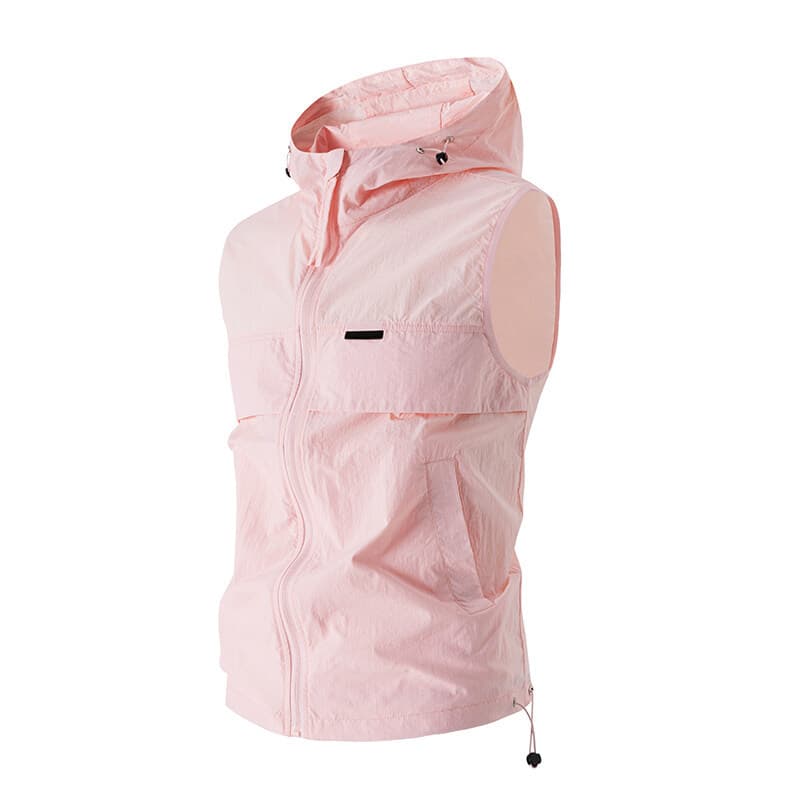 Men's and Women's Outdoor Fitness Hooded Vest Trendy Hiking Running Sun Protection Sleeveless Skinwear 2025 New