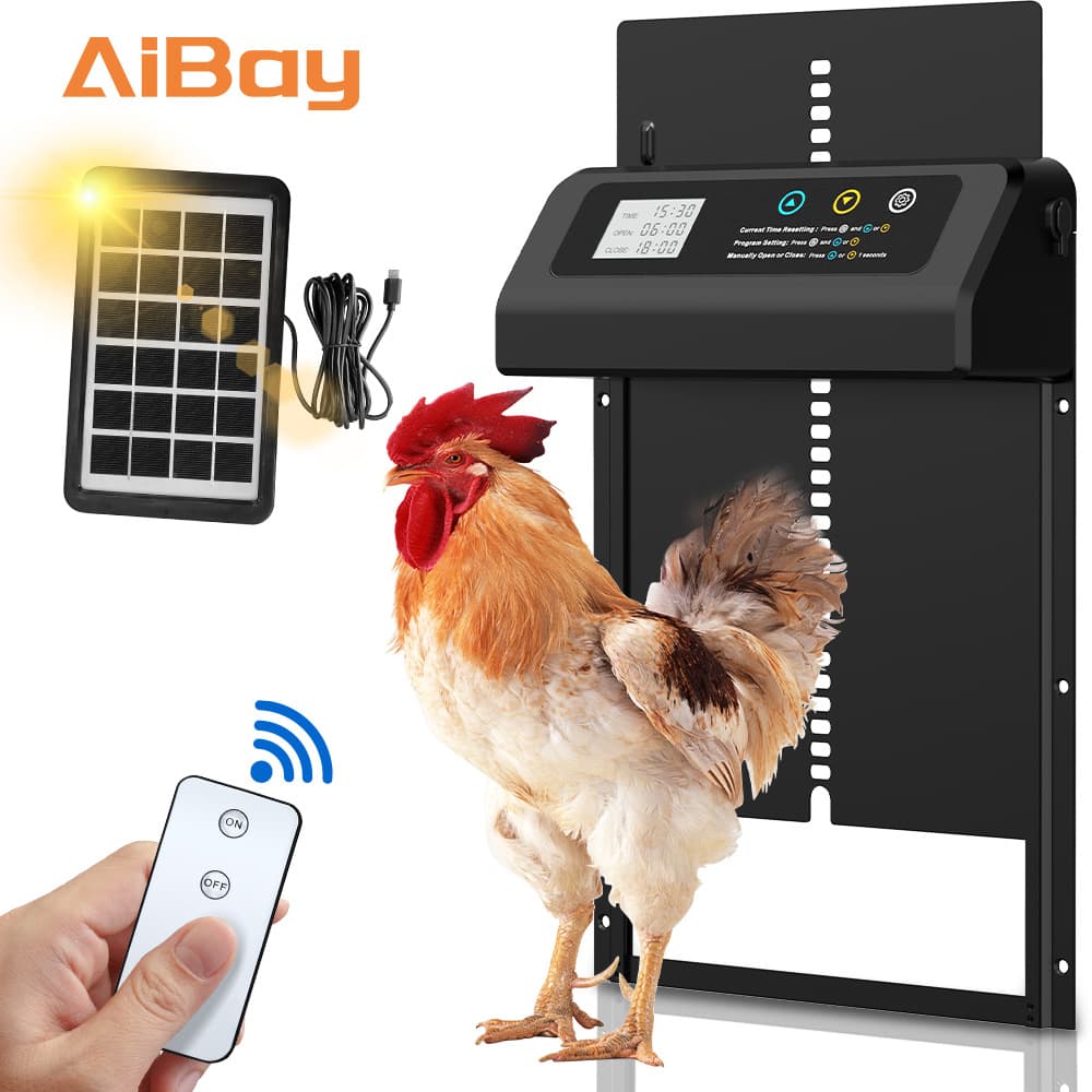 Cross-Border Solar Chicken Coop Door Electric Stainless Steel Chicken Coop Door Intelligent Automatic Timing Lifting Pet Chicken Door
