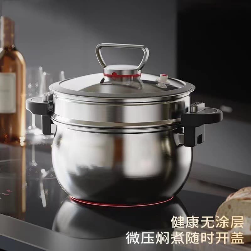 German Maibale Style Stainless Steel Micro-pressure Stewing Pot, Pressure Cooker 7L Large Capacity, Stainless Steel Chunky Pot
