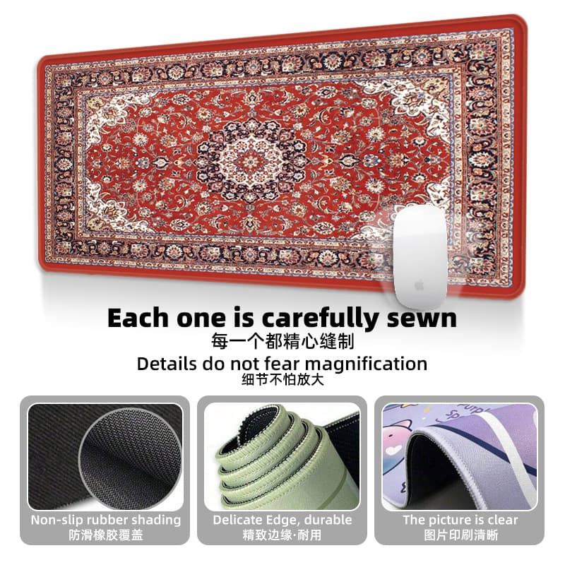 Temu Mouse Pad Wholesale Cross-border Keyboard Pad Persian Style Carpet Mat Hot Selling Mixed Pattern Anti-slip Desk Mat Factory Direct