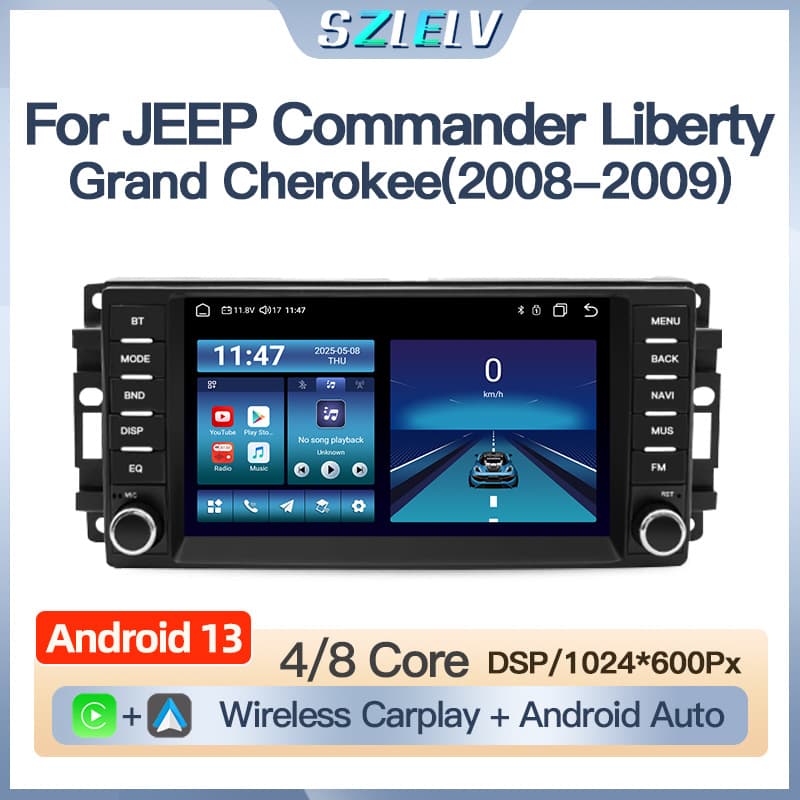 Compatible with Jeep Commander, Liberty, Grand Cherokee, Dodge Android HD Large Screen Multimedia Navigation