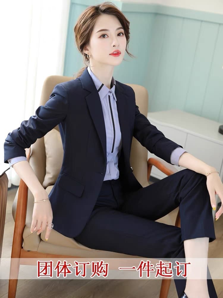 Suit suit for women, spring and autumn, high-end fashion, professional wear, formal interview work clothes, hotel front desk temperament suit