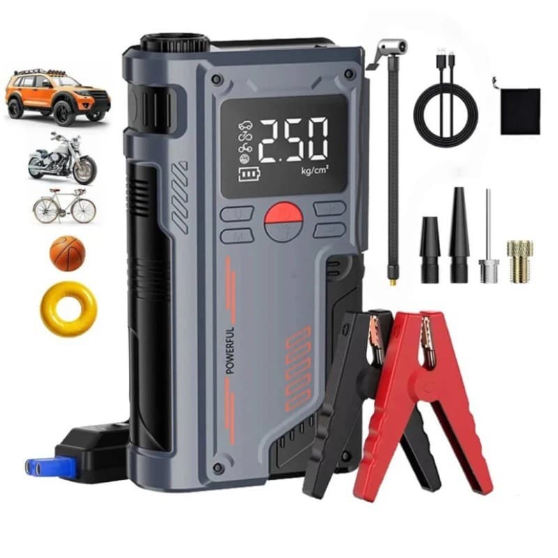 Car line lithium battery with power bank emergency starting power supply all-in-one intelligent air pump tire inflator