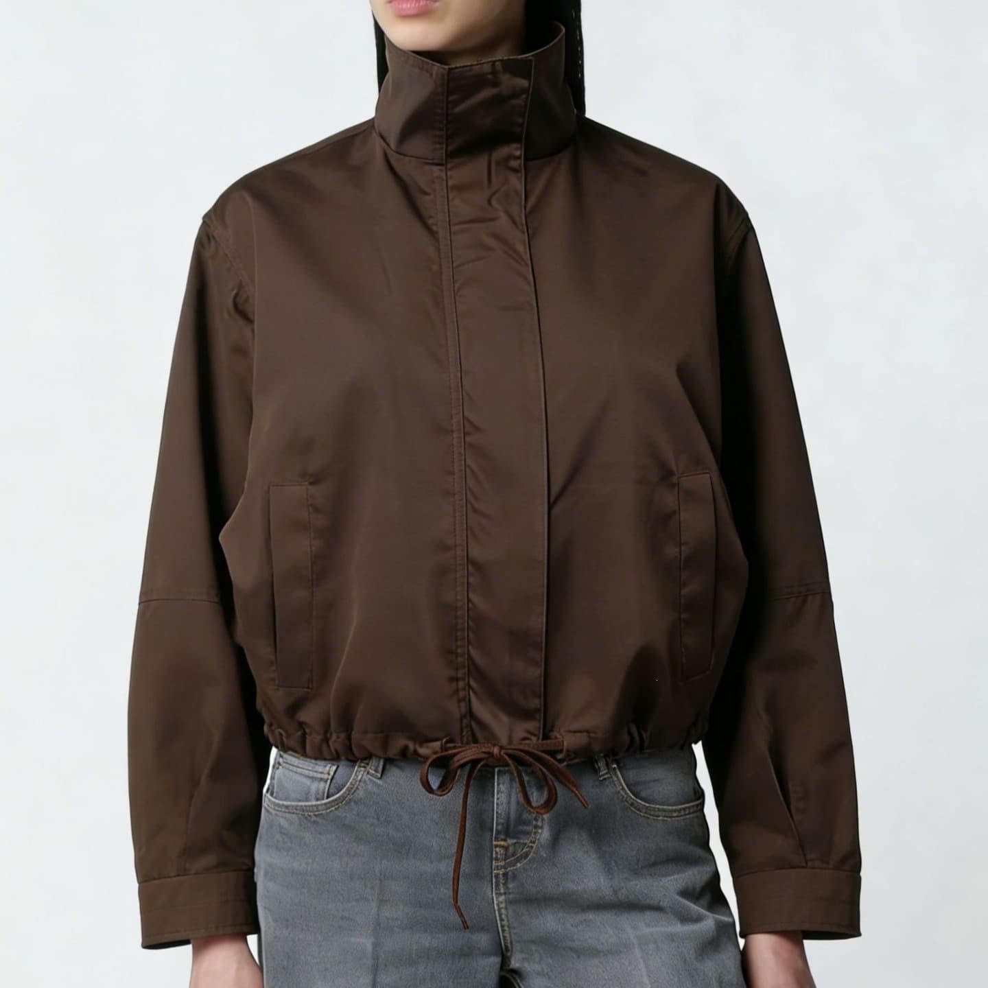 European and American Stand Collar Trench Coat for Women Spring Autumn Thin Outdoor Sports Windbreaker Long Sleeve Jacket Cross-border Export Women's Clothing