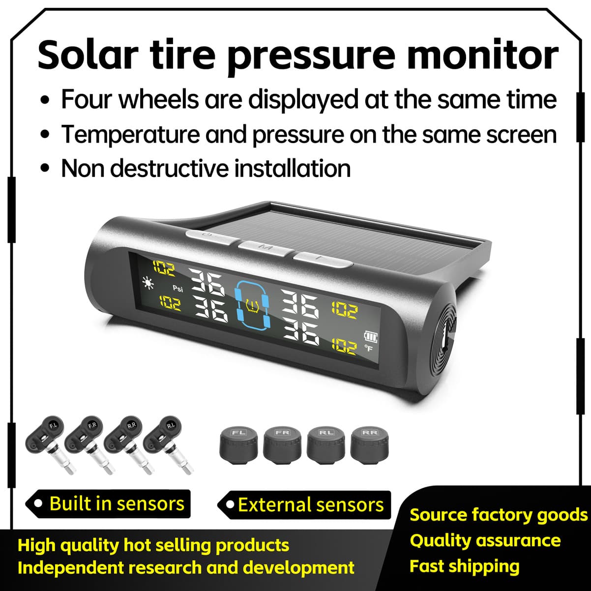 TY01 Tire Pressure Monitoring System: High-precision solar-powered tire pressure monitor, TPMS wireless device, intelligent.
