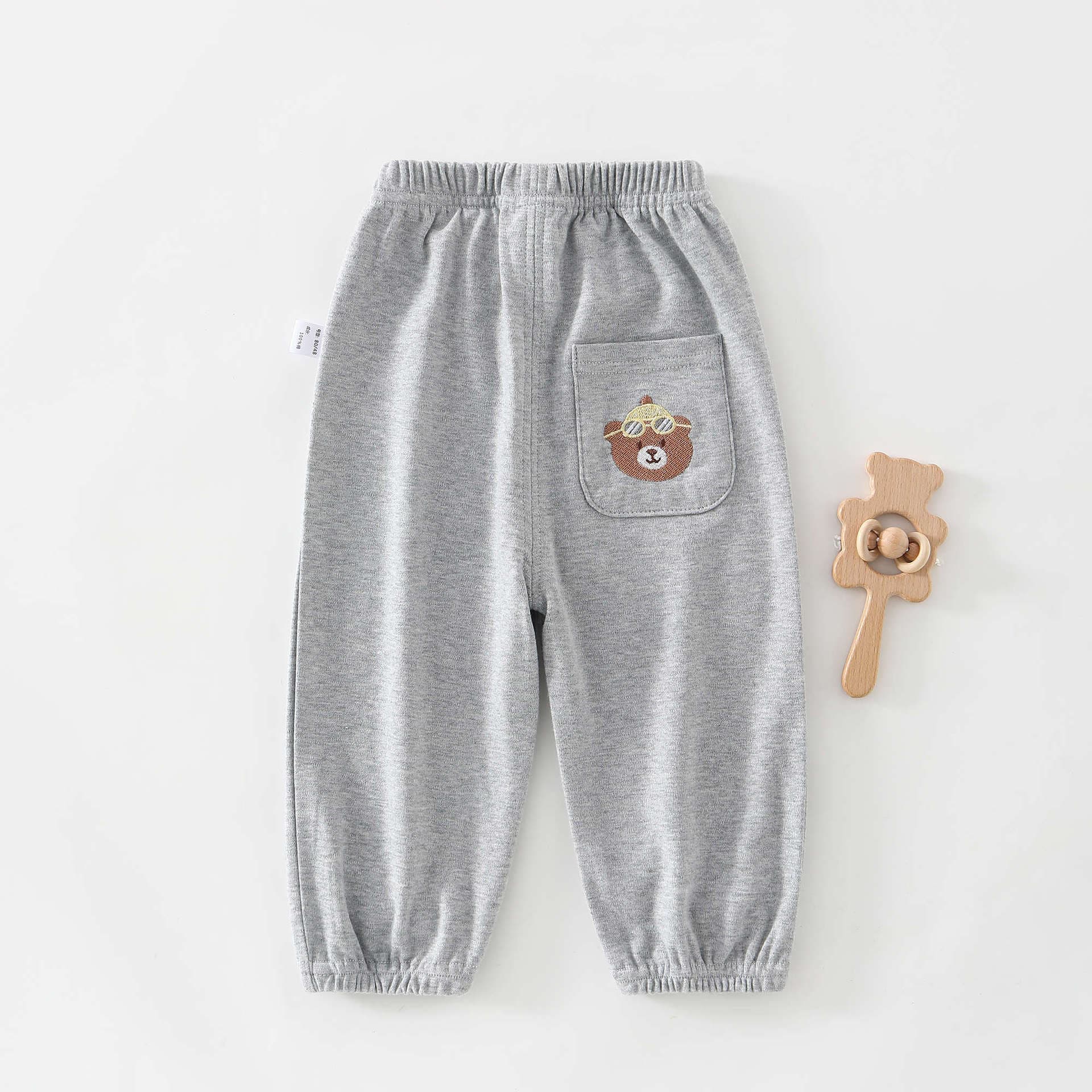 Kids Pants 2026 Spring/Autumn Pure Cotton Thin Style Solid Color Casual Sweatpants for Boys and Girls Outdoor Long Pants
