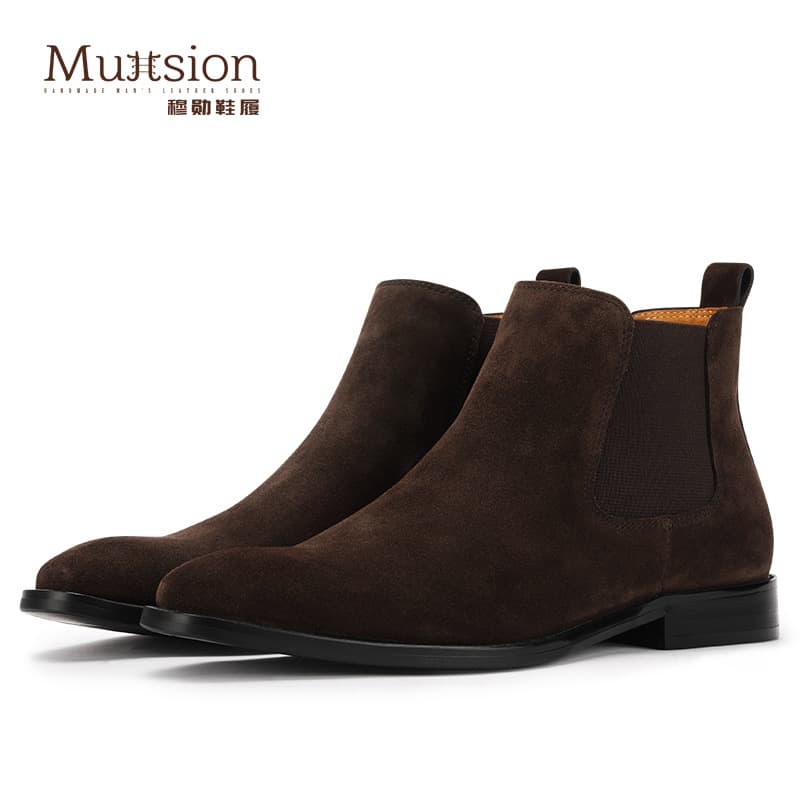 X60108 [Drop Shipping] Chelsea Men's Boots Martin Short Boots British Mid-Top Suede Leather Boots Genuine Leather Boots