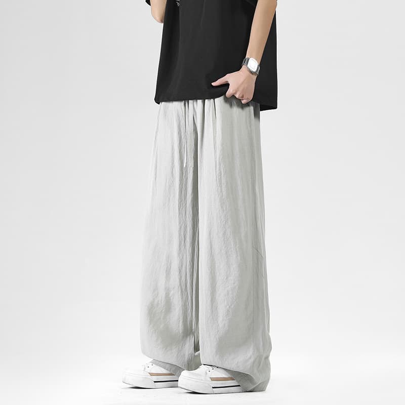 Acu Men's Clothing | Tencel Linen Fabric Casual Pants for Men 2026 Summer Drapey Loose Casual Wide-Leg Pants for Men