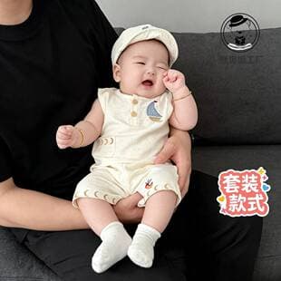 Kids Summer Cotton Linen Set 2026 New Trendy Baby Boy Sleeveless Shorts Outfit Two-Piece Set