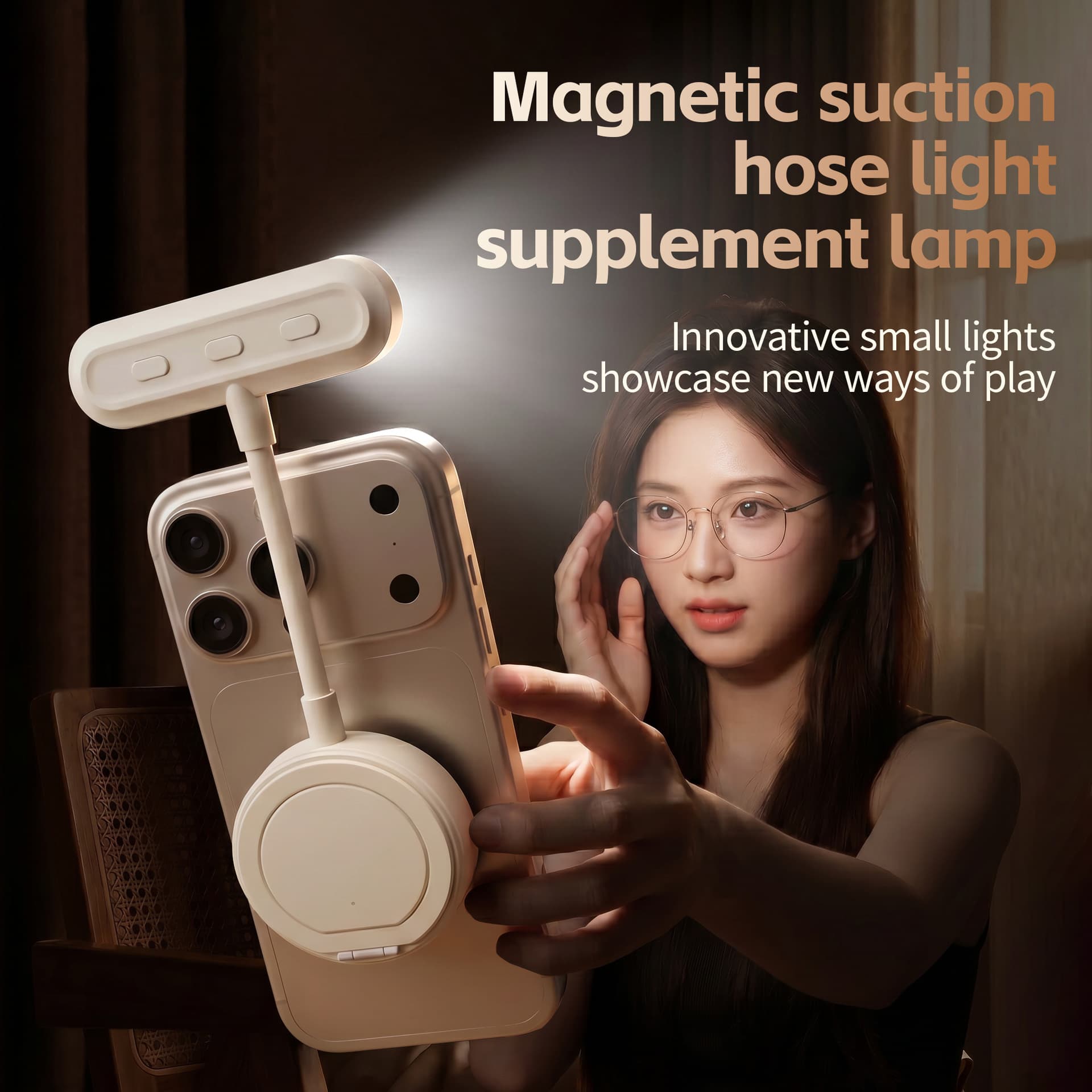 Cross-border New Magnetic Flexible Hose Phone Fill Light Multifunctional Selfie Beauty Eye Protection Reading Night Light with Stand
