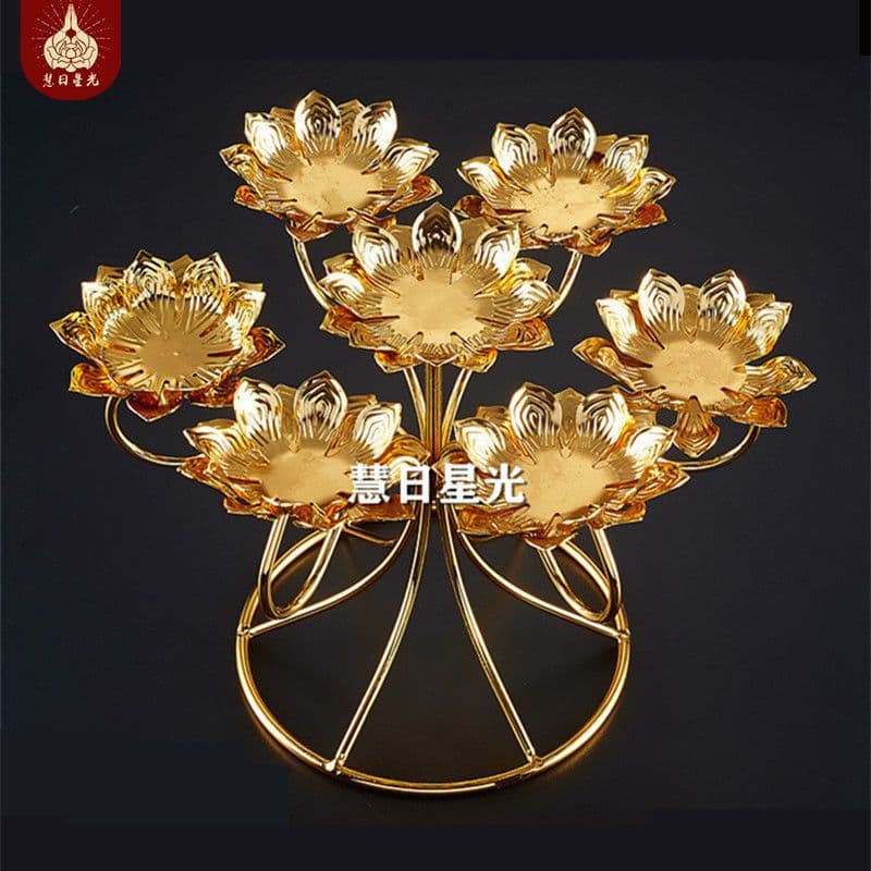 Buddha Offering Butter Lamp Holder Thickened Alloy Butter Candle Base Lotus Seven-Star Lamp Stand Temple Home Candle Holder Free Shipping