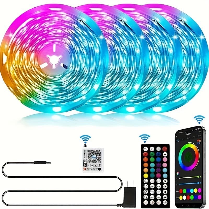 2026 New Cross-border Drop Shipping 200 Feet Power LED Strip Light for Bedroom Use with 44